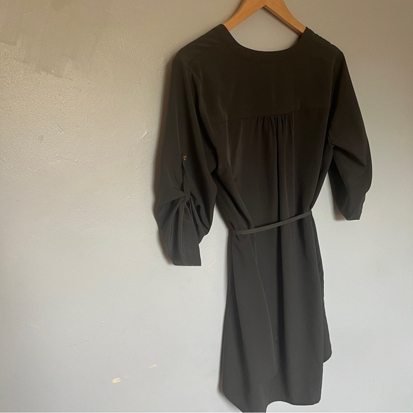 Anthropologie Button Detail Wrap Front Midi Mini Dress Green Large - Picture 5 of 7